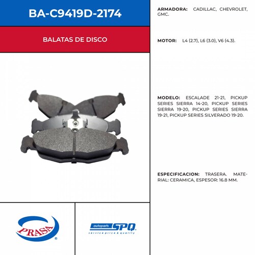 Balatas De Disco SPQ BA-C9419D-2174