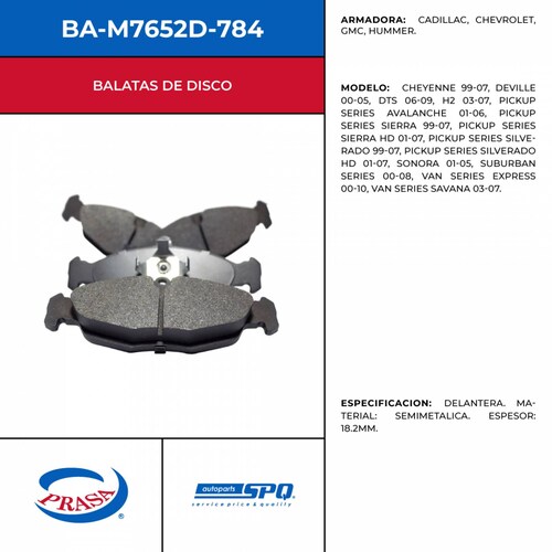Balatas De Disco SPQ BA-M7652D-784