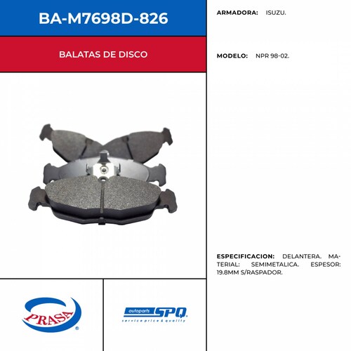 Balatas De Disco SPQ BA-M7698D-826