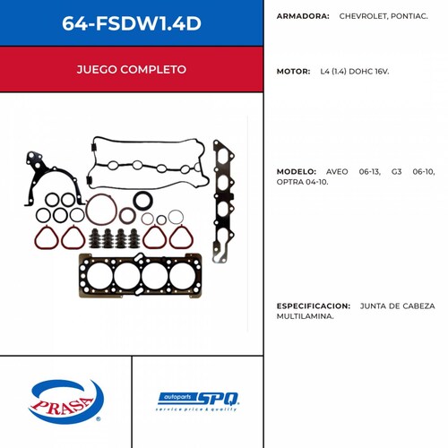 Empaques Juntas de Motor SPQ 64-FSDW1.4D