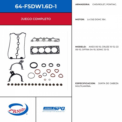 Empaques Juntas de Motor SPQ 64-FSDW1.6D-1