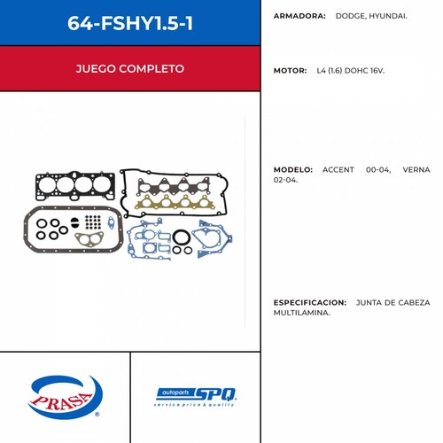 Empaques Juntas de Motor SPQ 64-FSHY1.5-1