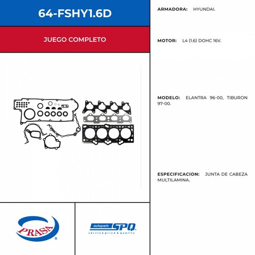 Empaques Juntas de Motor SPQ 64-FSHY1.6D