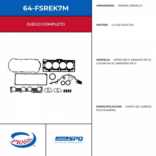 Empaques Juntas de Motor SPQ 64-FSREK7M