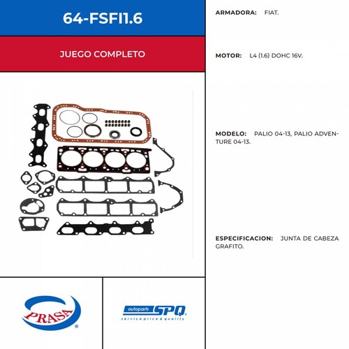 Empaques Juntas de Motor SPQ 64-FSFI1.6
