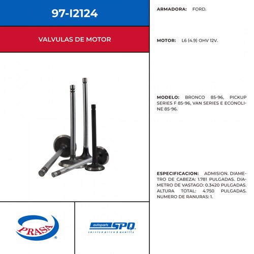 I2124 VÁlvula De Admisión SPQ 97-I2124