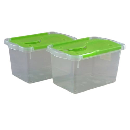 Caja de Plastico 3.2 litros Transparente Tapa Verde  Multicositas- PEYO