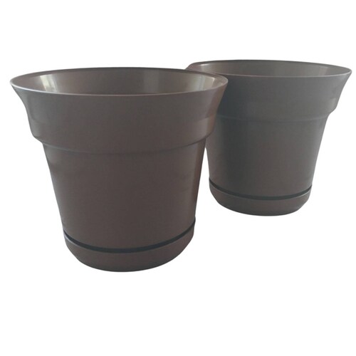 2 Macetas de Plastico Campana 37cm Diam. Café 314 -PEYO