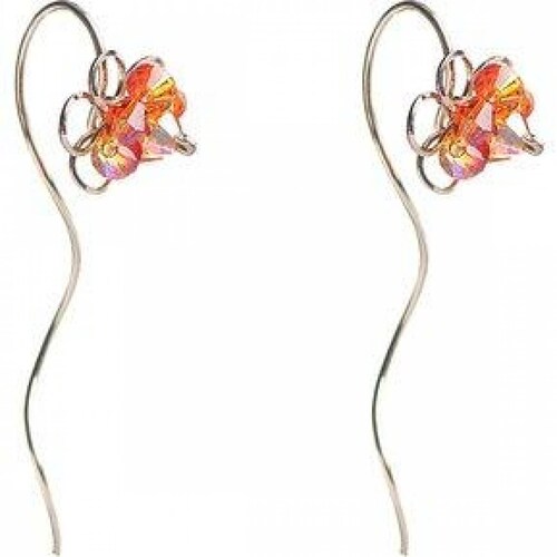 Aretes Violador con Cristal Swarovski en Aleación con Oro 18k Largo 4cm 