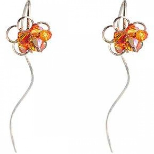 Aretes Violador con Cristal Swarovski en Aleación con Oro 18k Largo 4cm 