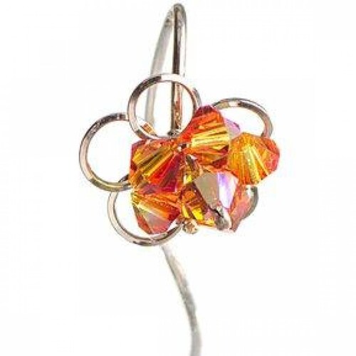 Aretes Violador con Cristal Swarovski en Aleación con Oro 18k Largo 4cm 