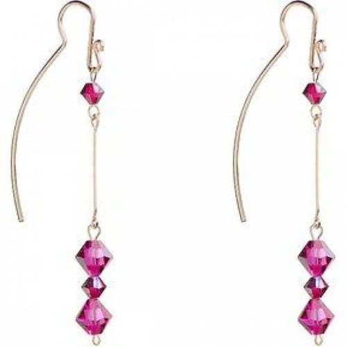 Aretes Violador con Cristal Swarovski en Aleación con Oro 18k Largo 4cm 