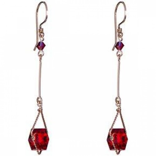 Aretes con Cristal Swarovski en Aleacion con Oro 18k Jands .