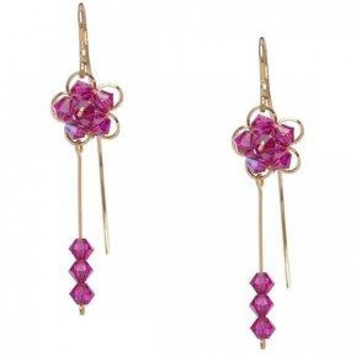 Aretes Violador con Cristal Swarovski en Aleación con Oro 18k Largo 4cm 