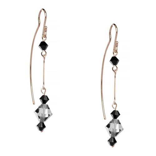 Aretes Violador con Cristal Swarovski en Aleación con Oro 18k Largo 4cm 