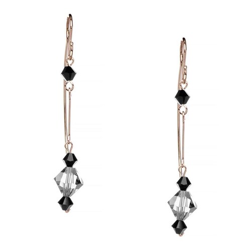Aretes Violador con Cristal Swarovski en Aleación con Oro 18k Largo 4cm 