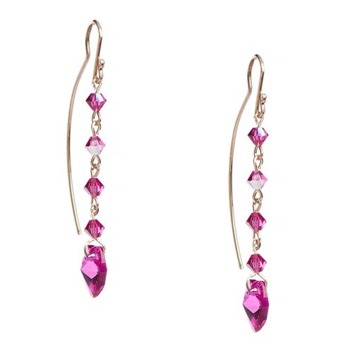 Aretes Violador con Cristal Swarovski en Aleación con Oro 18k Largo 4cm 