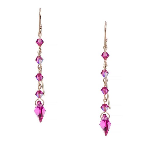 Aretes Violador con Cristal Swarovski en Aleación con Oro 18k Largo 4cm 