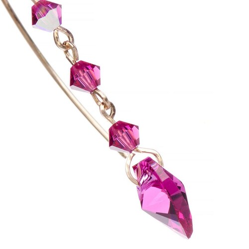 Aretes Violador con Cristal Swarovski en Aleación con Oro 18k Largo 4cm 