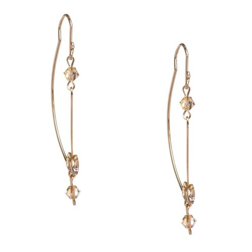 Aretes Violador con Cristal Swarovski en Aleación con Oro 18k Largo 4cm 