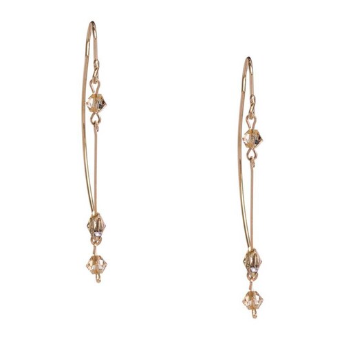 Aretes Violador con Cristal Swarovski en Aleación con Oro 18k Largo 4cm 
