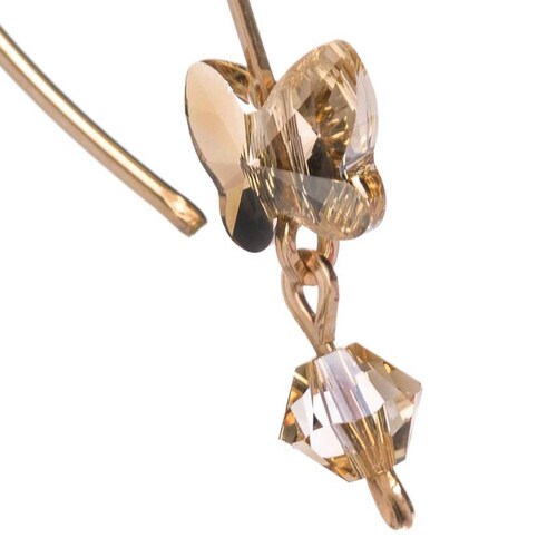 Aretes Violador con Cristal Swarovski en Aleación con Oro 18k Largo 4cm 
