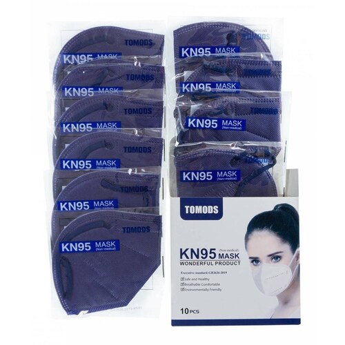 Kn95 Mascarillas Cubrebocas Lavables Caja10pz Colores Tomods Azul marino Azul Marino.