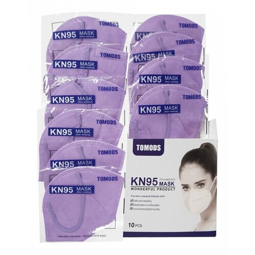 Kn95 Mascarillas Cubrebocas Lavables Caja10pz Colores Tomods Lila