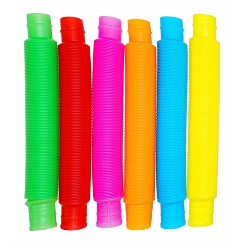 Tubo Pop It Plegable Antiestrés Sensorial Estirable 6pzs 