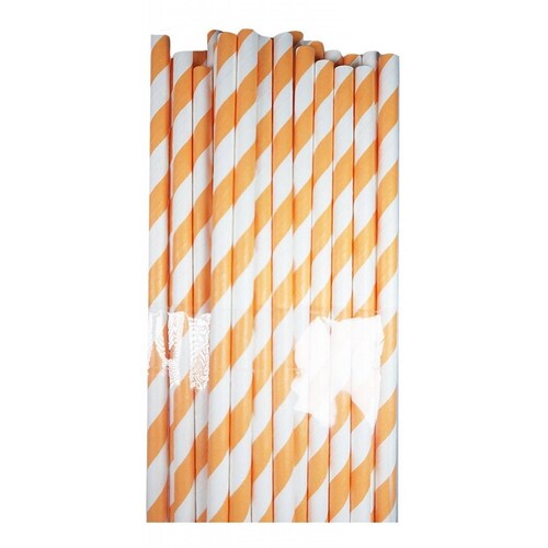 100 Popotes De Papel Biodegradables/ Económicos/ Coloridos Naranja