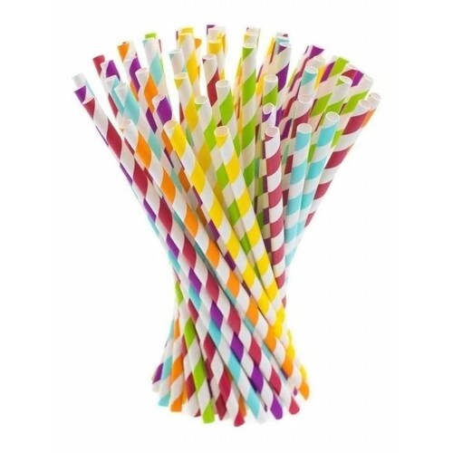 100 Popotes De Papel Biodegradables/ Económicos/ Coloridos Naranja