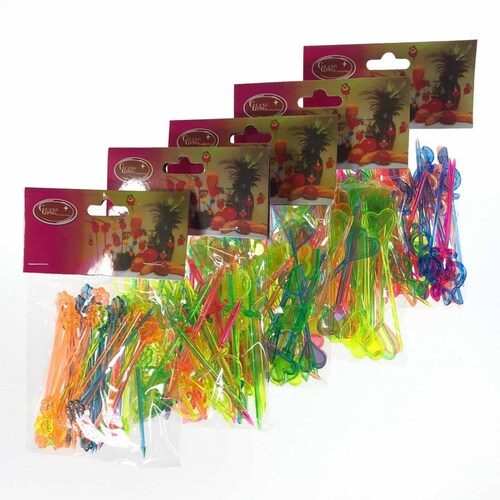 Palillos De Plastico Coctel Frutas Decoracion Fiestas 250pzs 