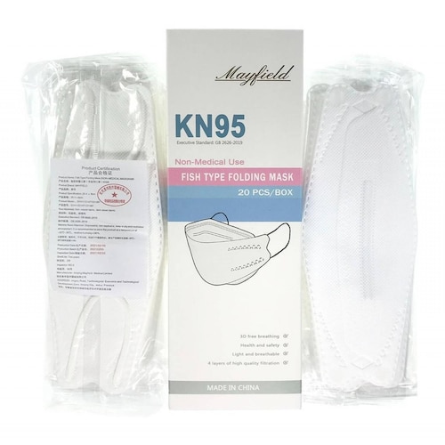 Cubrebocas Kn95 Fish Type Mask 4 Capas Filtracion 95% 20pzs 