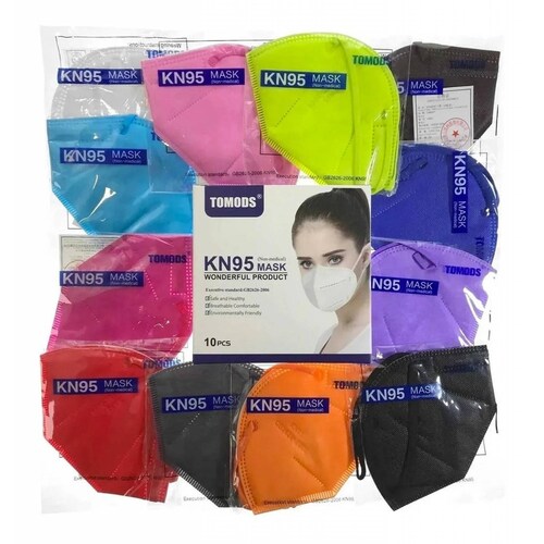 Kn95 Mascarillas Cubrebocas 50 Pzs Colores Tomods Calidad 