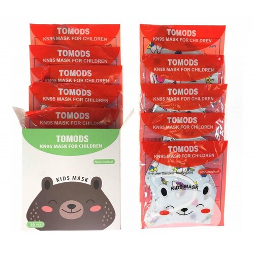 10 Cubrebocas kn95 Infantil Certificado, con 4 capas de protección, Edad sugerida 4 a 10 años. Mascarilla fabricada en  polipropileno, algodon y elástico, desechable.