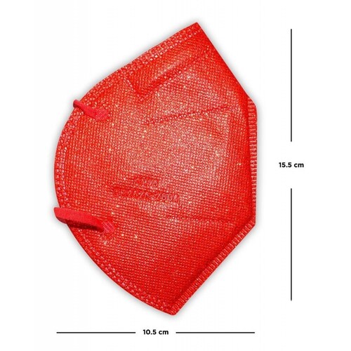 Cubrebocas Kn95 Super Brillantes Colores Metalicos 10pzs Rojo.