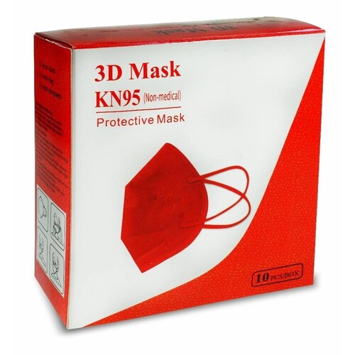 Cubrebocas Kn95 Super Brillantes Colores Metalicos 10pzs Rojo.