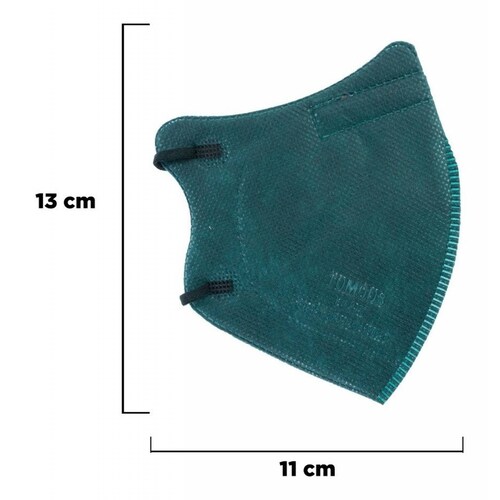 Kn95 Mascarillas Cubrebocas Infantil Caja10pz Colores Tomods Verde oscuro.