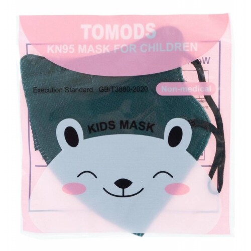 Kn95 Mascarillas Cubrebocas Infantil Caja10pz Colores Tomods Verde oscuro.