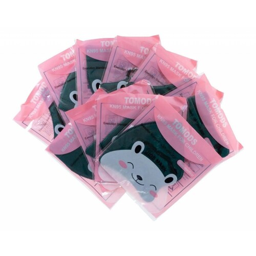 Kn95 Mascarillas Cubrebocas Infantil Caja10pz Colores Tomods Verde oscuro.