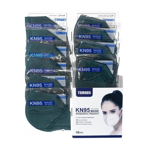 10 Cubrebocas Kn95 Tomods Certificado Con 4 Capas De Protección Para Adulto. Mascarilla Fabricada En Polipropileno, Algodón Y Elástico, Desechables.