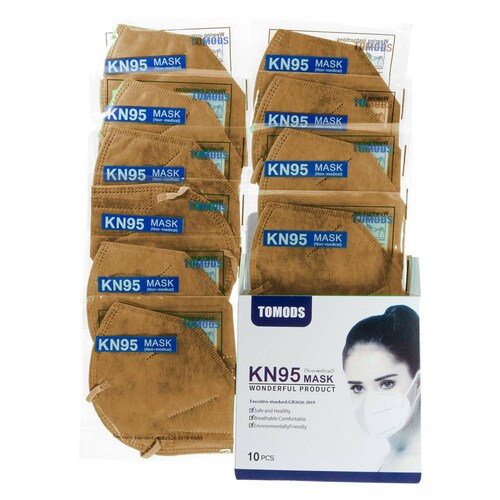 Cubrebocas Kn95 Tomods Mascarillas Certificados Caja 10 Pzs Dorado.