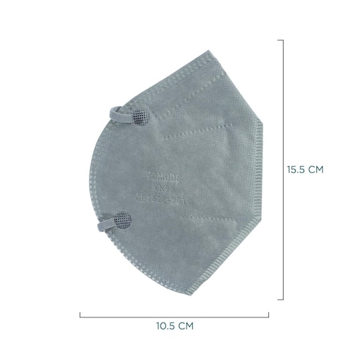 Cubrebocas Kn95 Tomods Mascarillas Certificados Caja 10 Pzs Gris Claro.