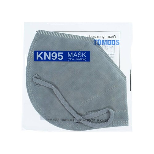 Cubrebocas Kn95 Tomods Mascarillas Certificados Caja 10 Pzs Gris Claro.