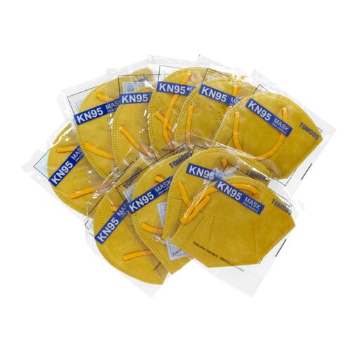 Cubrebocas Kn95 Tomods Mascarillas Certificados Caja 10 Pzs Mostaza.