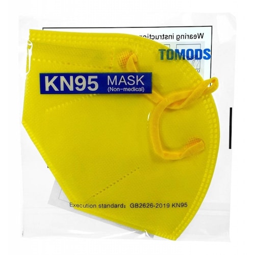 Kn95 Mascarillas Cubrebocas Lavables 13 Pzs Colores Tomods Amarillo.