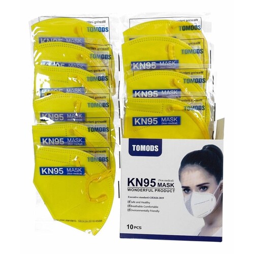 Kn95 Mascarillas Cubrebocas Lavables 13 Pzs Colores Tomods Amarillo.