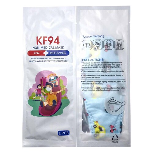 Cubrebocas Kf94 Infantil Mascarillas De Colores 15 Pzs Azul Carritos