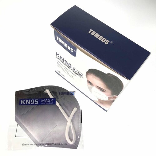Kn95 Difuminados Cubrebocas Tomods 10pz Colores Varios Negro - Gris.