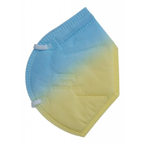 Kn95 Difuminados Cubrebocas Tomods 10pz Colores Varios Azul-amarillo.